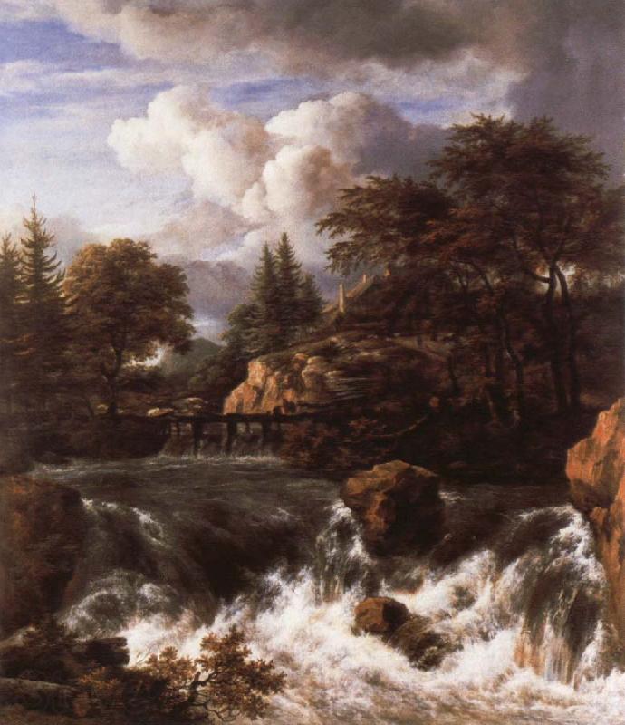 Jacob van Ruisdael a waterfall in a rocky landscape Spain oil painting art